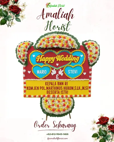 Karangan Papan Bunga Pernikahan di Tiing Gading
